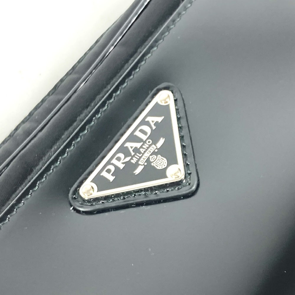 PRADA Shoulder Bag 2VH172 Leather / nylon black With porch Triangle logo plate