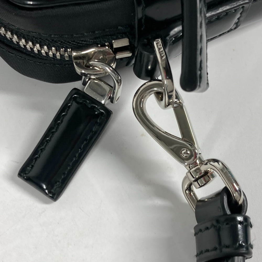 PRADA Shoulder Bag 2VH172 Leather / nylon black With porch Triangle logo plate