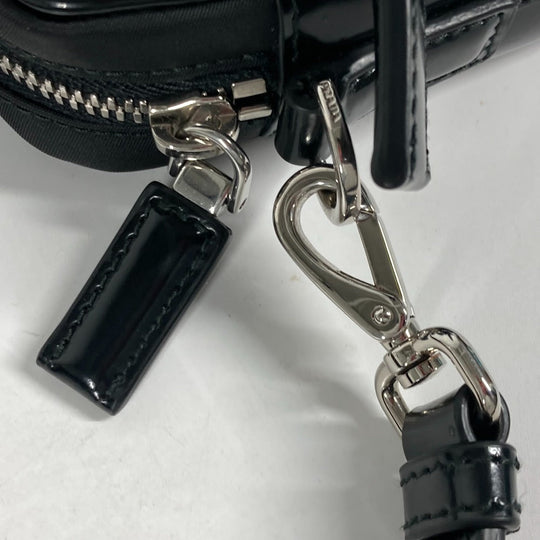 PRADA Shoulder Bag 2VH172 Leather / nylon black With porch Triangle logo plate