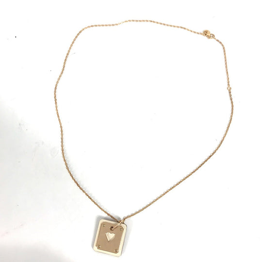 HERMES Necklace Metal, Leather White x Pink Gold Accessories Asdu Cool PM Women Used Authentic