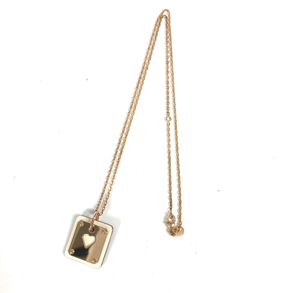 HERMES Necklace Metal, Leather White x Pink Gold Accessories Asdu Cool PM Women Used Authentic