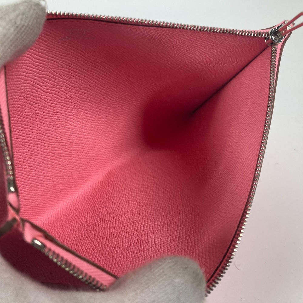 HERMES Clutch bag Epsom Brown x pink With porch Calvi GM unisex(Unisex) Used Authentic