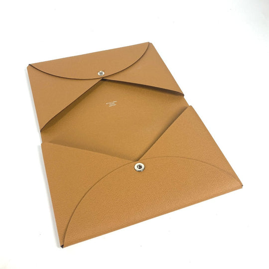 HERMES Clutch bag Epsom Brown x pink With porch Calvi GM unisex(Unisex) Used Authentic