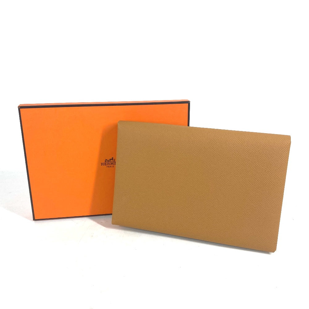 HERMES Clutch bag Epsom Brown x pink With porch Calvi GM unisex(Unisex) Used Authentic