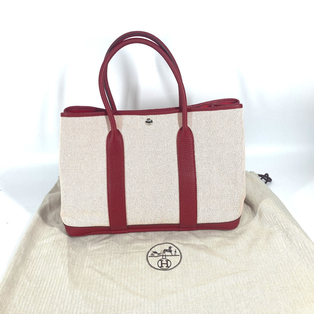 HERMES Tote Bag Toile H, Negonda Red type Shoulder Bag Shoulder Bag Garden party PM