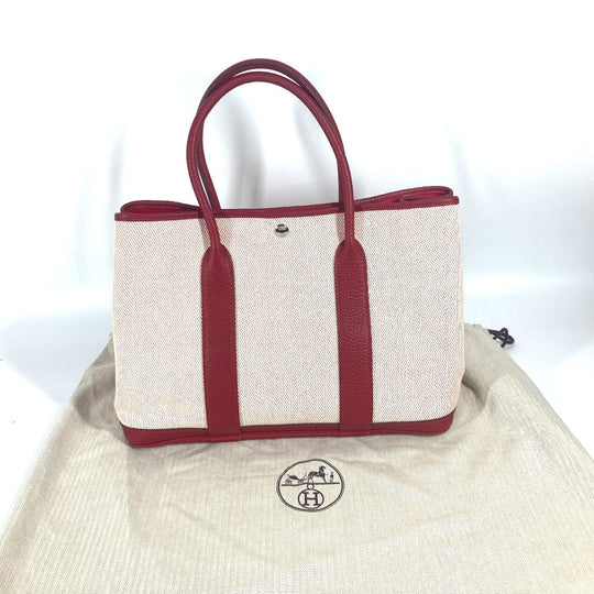 HERMES Tote Bag Toile H, Negonda Red type Shoulder Bag Shoulder Bag Garden party PM