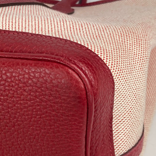 HERMES Tote Bag Toile H, Negonda Red type Shoulder Bag Shoulder Bag Garden party PM