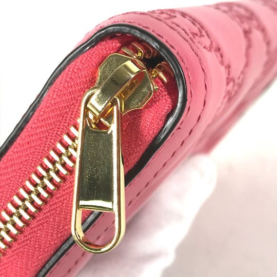 GUCCI Long Wallet Purse 723784 leather pink GG Marmont GG Matelasse Zip Around Wallet Women Used Authentic