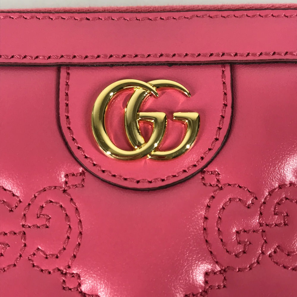 GUCCI Long Wallet Purse 723784 leather pink GG Marmont GG Matelasse Zip Around Wallet Women Used Authentic