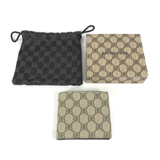 GUCCI Folded wallet 680403 GG Supreme Canvas beige BALENCIAGA Balenciaga collaboration The Hacker Project mens Used Authentic