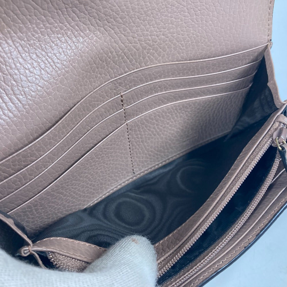 GUCCI Long Wallet Purse 456116 GG Supreme Canvas pink beige GG Supreme Double G Leather Continental Wallet Women Used Authentic