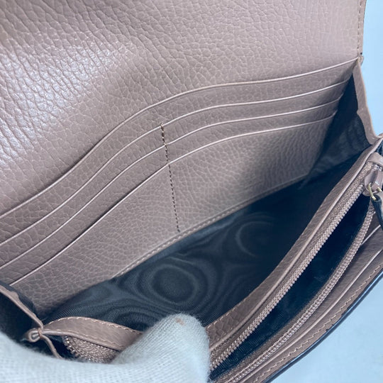 GUCCI Long Wallet Purse 456116 GG Supreme Canvas pink beige GG Supreme Double G Leather Continental Wallet Women Used Authentic