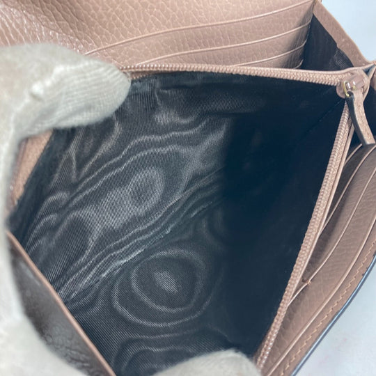 GUCCI Long Wallet Purse 456116 GG Supreme Canvas pink beige GG Supreme Double G Leather Continental Wallet Women Used Authentic