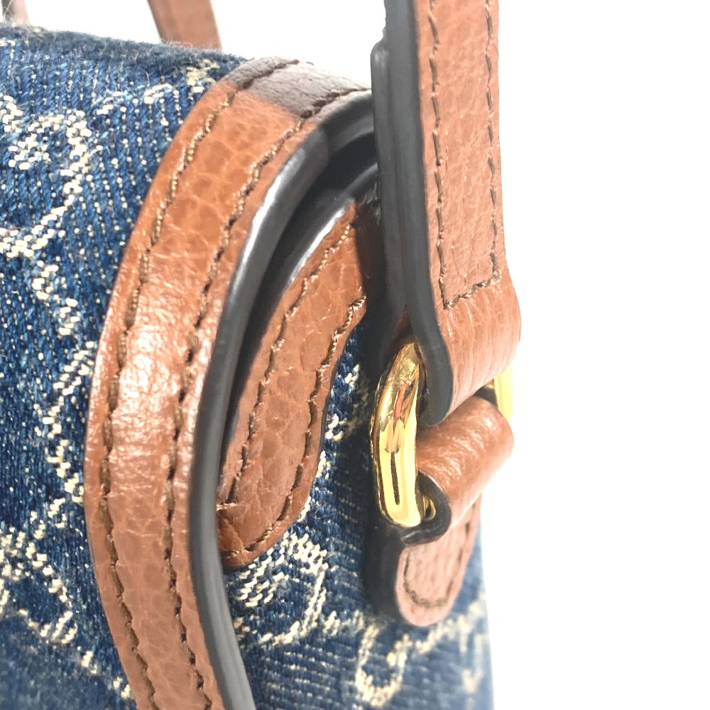 GUCCI Shoulder Bag 625615 Denim, Leather Blue x brown GG denim Horsebit 1955 mini bag Women Used Authentic