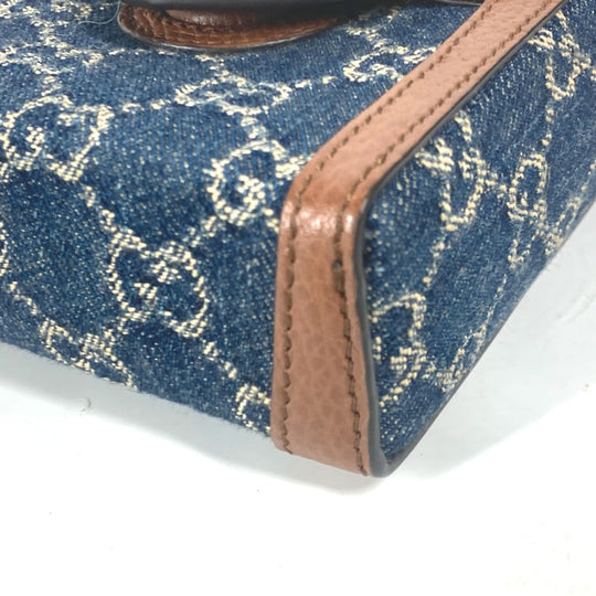 GUCCI Shoulder Bag 625615 Denim, Leather Blue x brown GG denim Horsebit 1955 mini bag Women Used Authentic