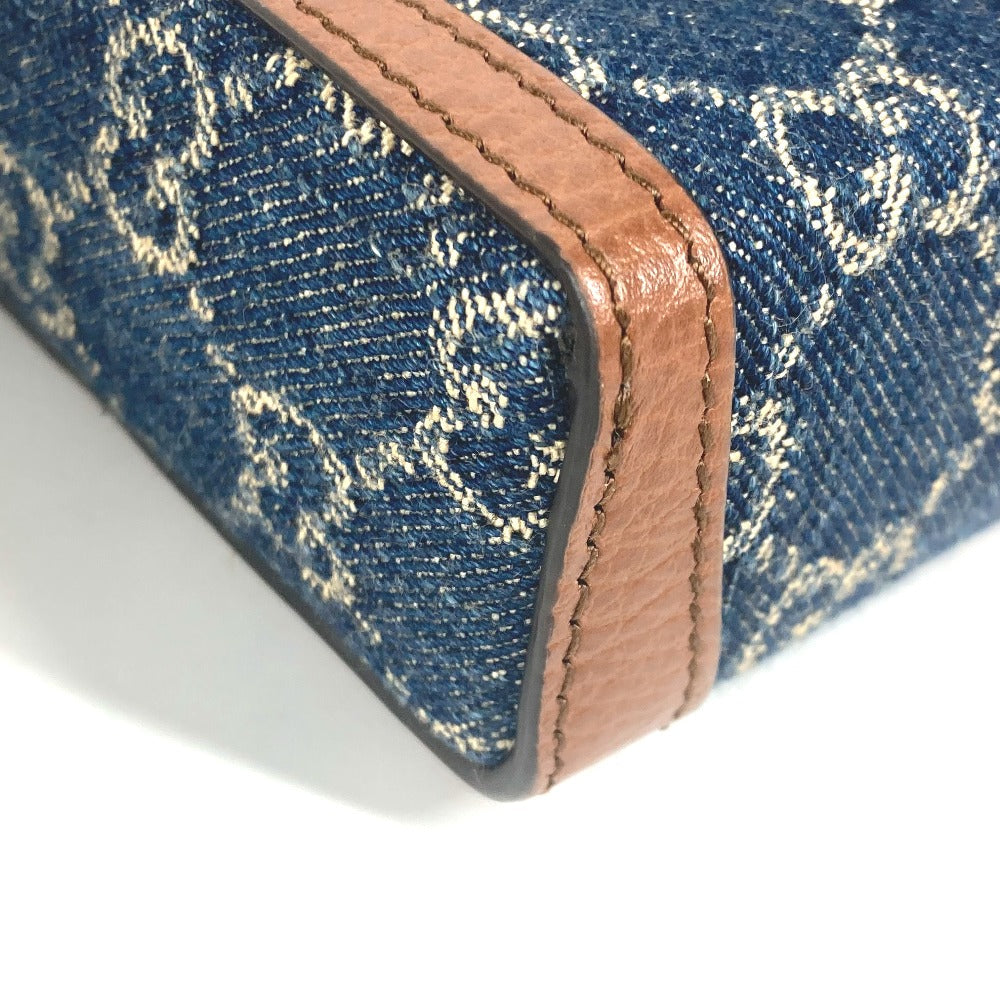 GUCCI Shoulder Bag 625615 Denim, Leather Blue x brown GG denim Horsebit 1955 mini bag Women Used Authentic