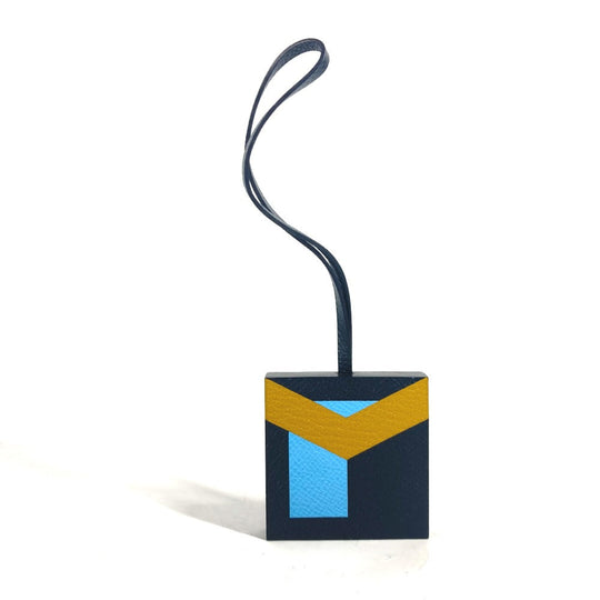 HERMES charm Epsom, Chevre Black Navy type key ring Let's Make a Friend Y Women(Unisex) Used Authentic