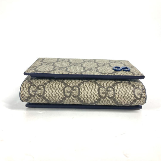GUCCI Trifold wallet 769225 GG Supreme Canvas Beige x blue GG Supreme GG details mens Used Authentic