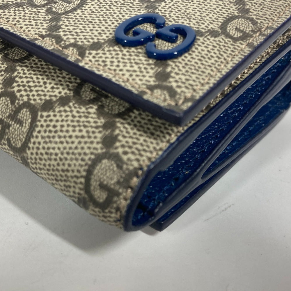 GUCCI Trifold wallet 769225 GG Supreme Canvas Beige x blue GG Supreme GG details mens Used Authentic