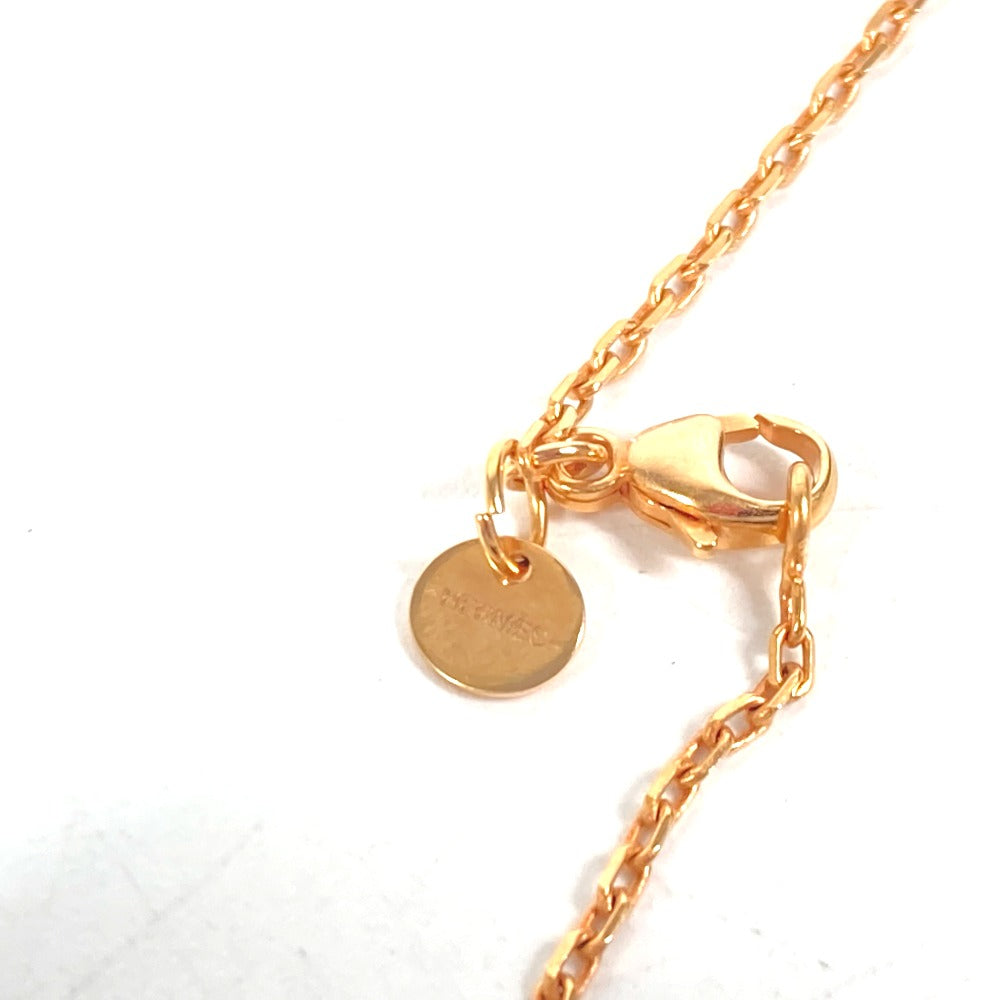 HERMES Necklace Metal, Leather Gray x Pink Gold Heart Chain Asdu Cool PM Women Used Authentic