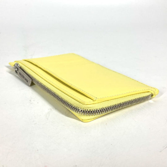 BALENCIAGA Card Case 736734 leather yellow logo ENVELOPE LONG COIN & CARD HOLDER Women Used Authentic