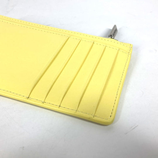 BALENCIAGA Card Case 736734 leather yellow logo ENVELOPE LONG COIN & CARD HOLDER Women Used Authentic