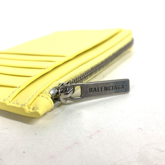 BALENCIAGA Card Case 736734 leather yellow logo ENVELOPE LONG COIN & CARD HOLDER Women Used Authentic