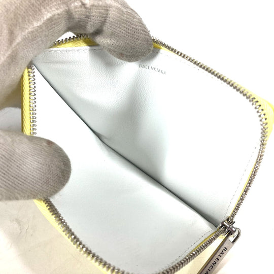 BALENCIAGA Card Case 736734 leather yellow logo ENVELOPE LONG COIN & CARD HOLDER Women Used Authentic