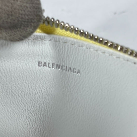 BALENCIAGA Card Case 736734 leather yellow logo ENVELOPE LONG COIN & CARD HOLDER Women Used Authentic