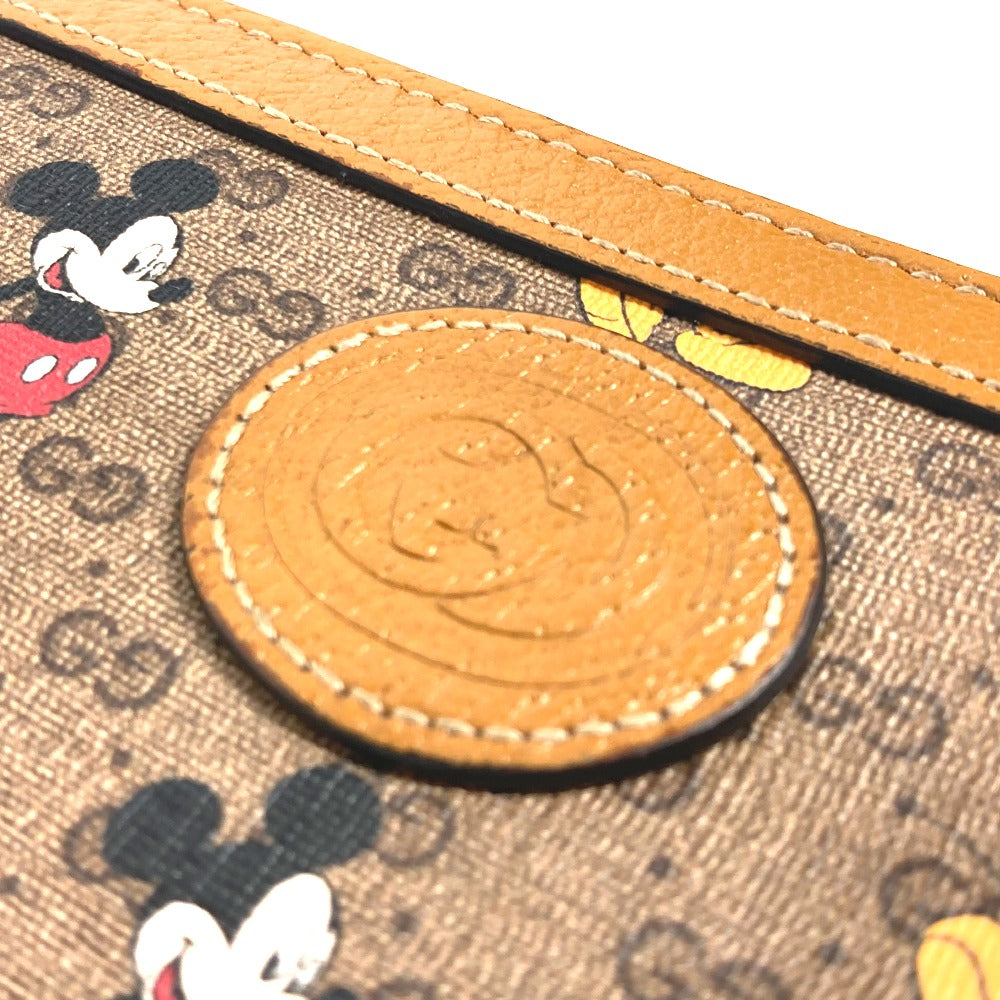 GUCCI Long Wallet Purse 602532 GG Supreme Canvas Beige x brown Mini GG Supreme DISNEY Disney collaboration Mickey Mouse Women Used Authentic