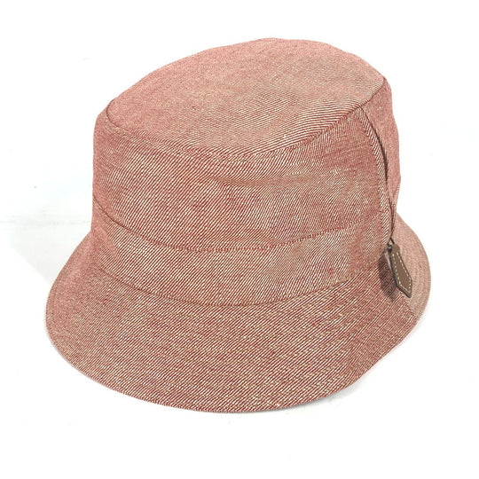 HERMES hat linen Red apparel Side zip fastener Women 58 Used Authentic