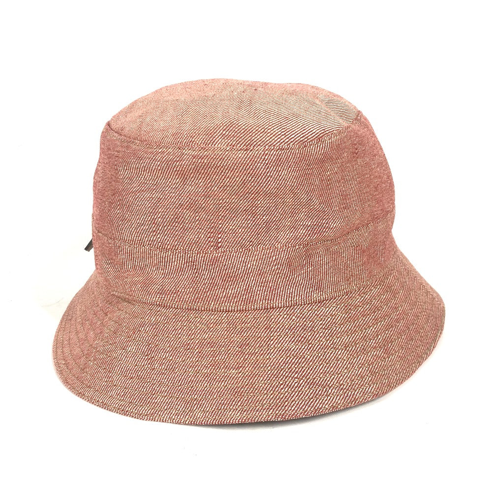 HERMES hat linen Red apparel Side zip fastener Women 58 Used Authentic