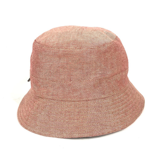 HERMES hat linen Red apparel Side zip fastener Women 58 Used Authentic