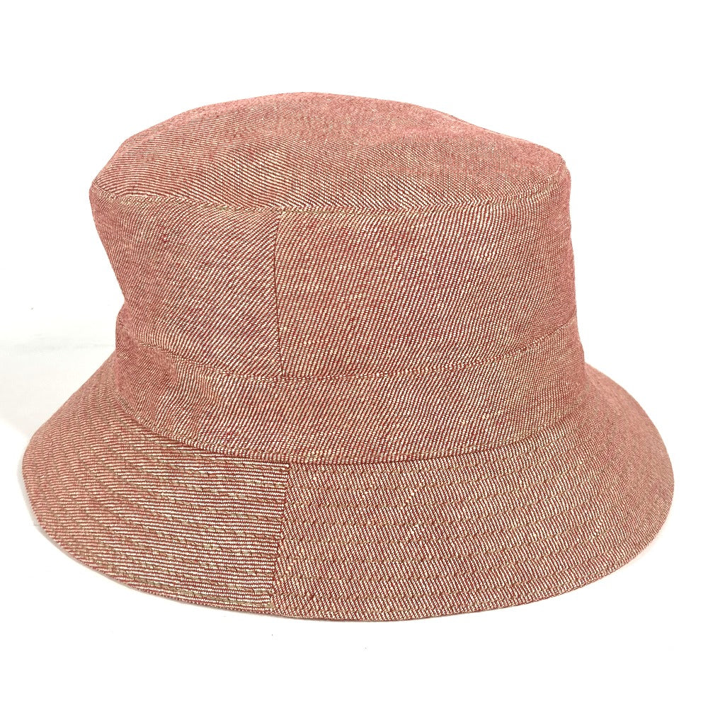 HERMES hat linen Red apparel Side zip fastener Women 58 Used Authentic
