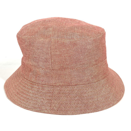 HERMES hat linen Red apparel Side zip fastener Women 58 Used Authentic