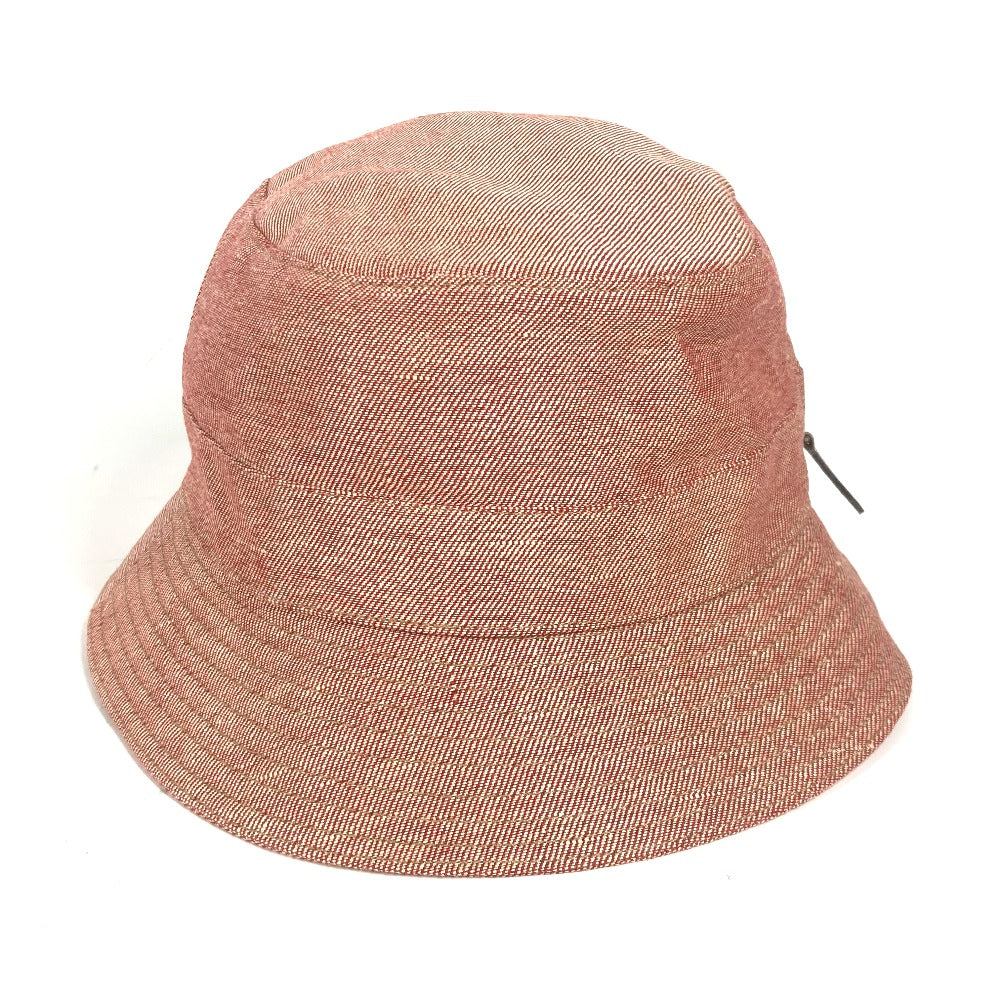HERMES hat linen Red apparel Side zip fastener Women 58 Used Authentic