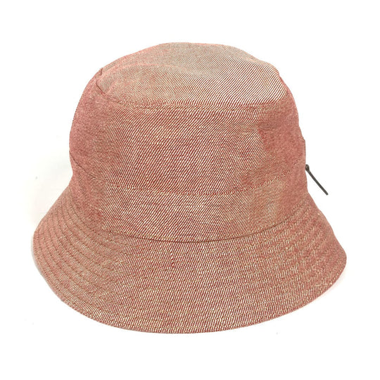 HERMES hat linen Red apparel Side zip fastener Women 58 Used Authentic