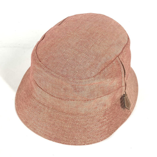 HERMES hat linen Red apparel Side zip fastener Women 58 Used Authentic