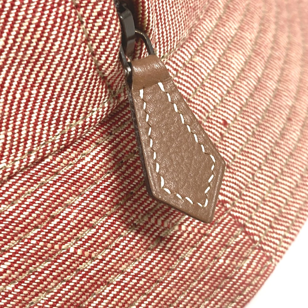 HERMES hat linen Red apparel Side zip fastener Women 58 Used Authentic
