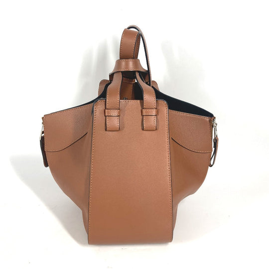 LOEWE Shoulder Bag leather Brown anagram Hammock bag small Women Used Authentic