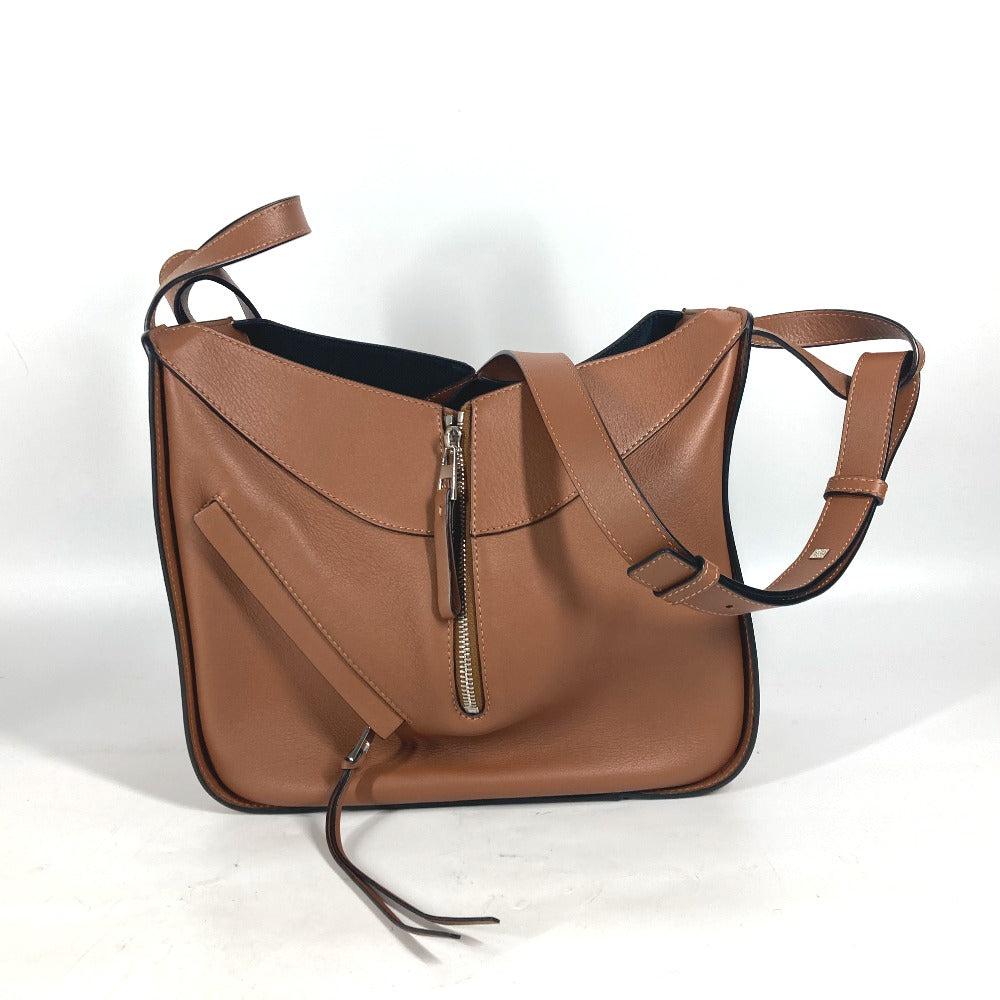 LOEWE Shoulder Bag leather Brown anagram Hammock bag small Women Used Authentic