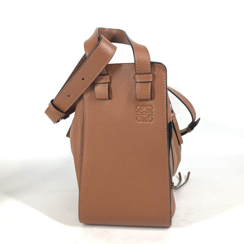 LOEWE Shoulder Bag leather Brown anagram Hammock bag small Women Used Authentic