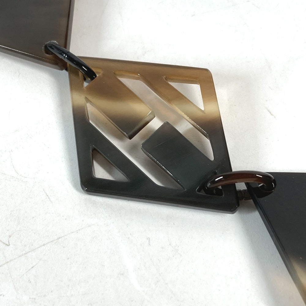 HERMES Necklace Lacquer, Buffalo Horn Brown x pink Long necklace Women Used Authentic