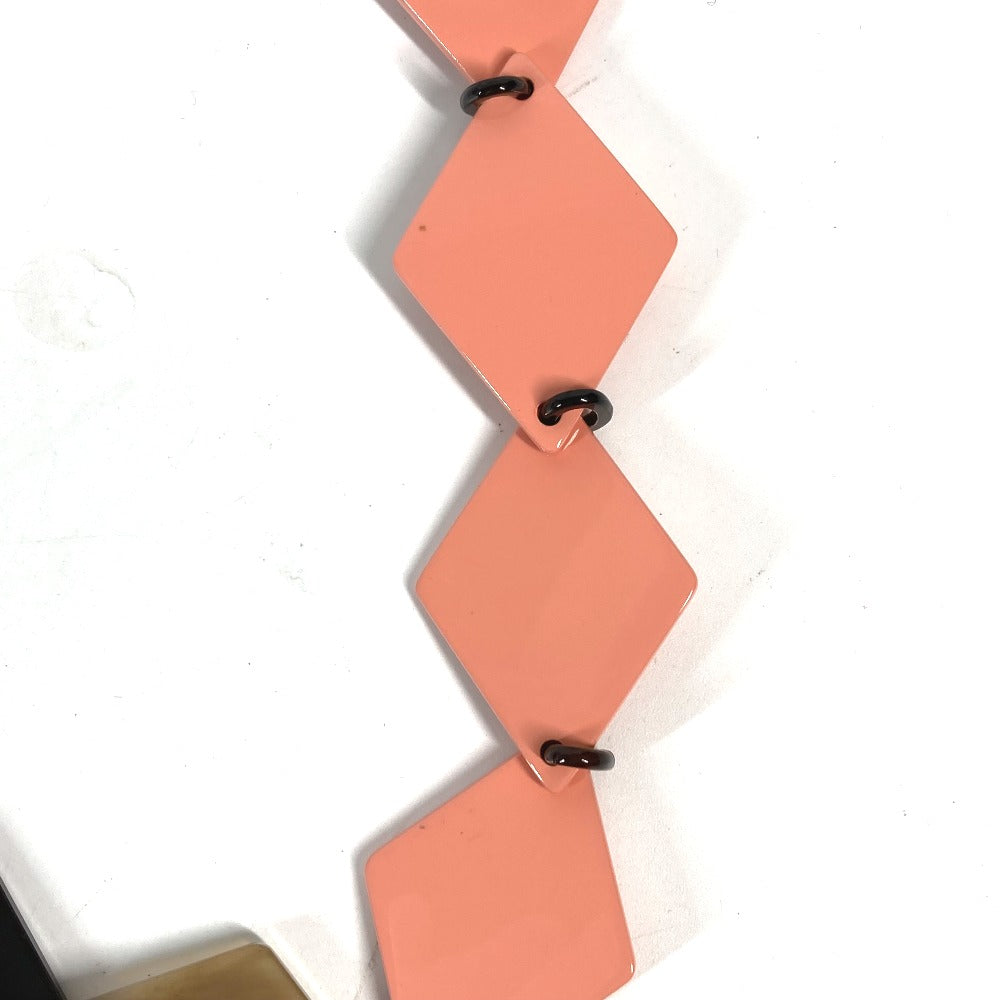 HERMES Necklace Lacquer, Buffalo Horn Brown x pink Long necklace Women Used Authentic