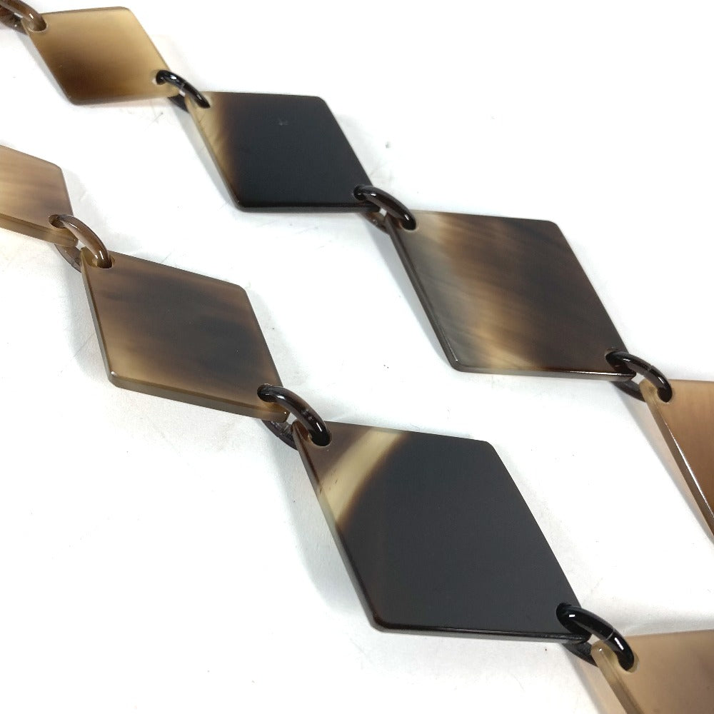 HERMES Necklace Lacquer, Buffalo Horn Brown x pink Long necklace Women Used Authentic