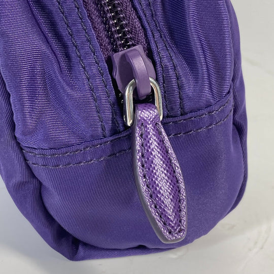 PRADA Pouch 1NA350 Nylon purple Triangle logo Women Used Authentic