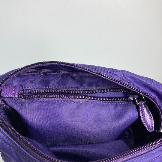 PRADA Pouch 1NA350 Nylon purple Triangle logo Women Used Authentic