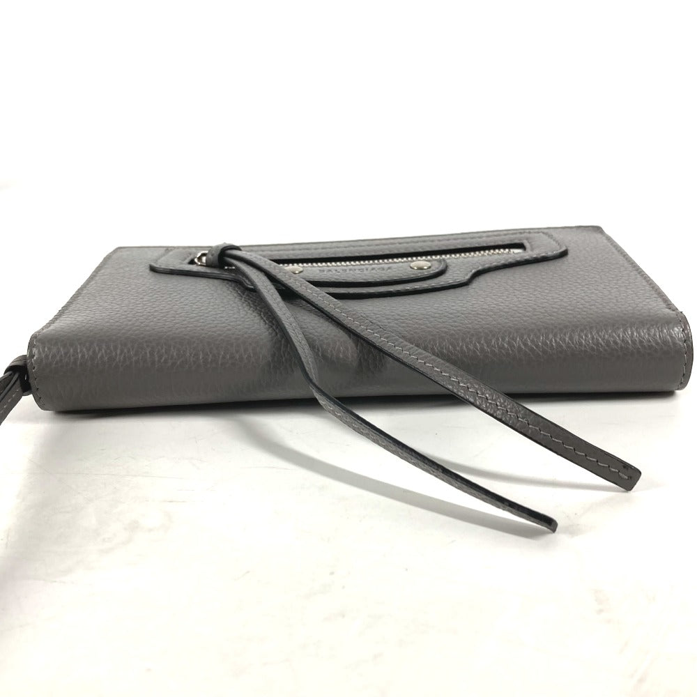 BALENCIAGA Long Wallet Purse 640115 leather gray Long wallet Neo classic Women Used Authentic