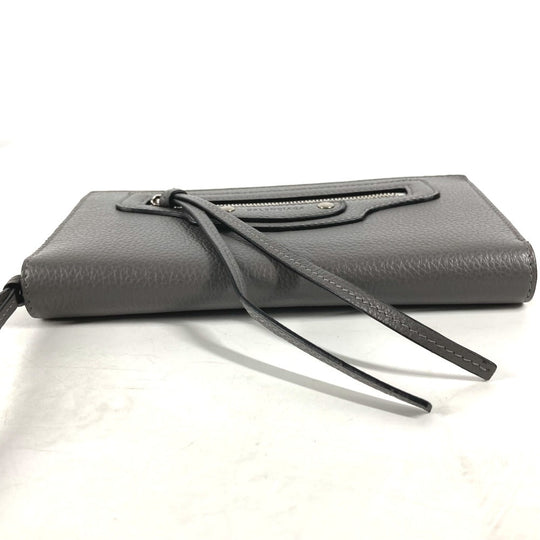 BALENCIAGA Long Wallet Purse 640115 leather gray Long wallet Neo classic Women Used Authentic