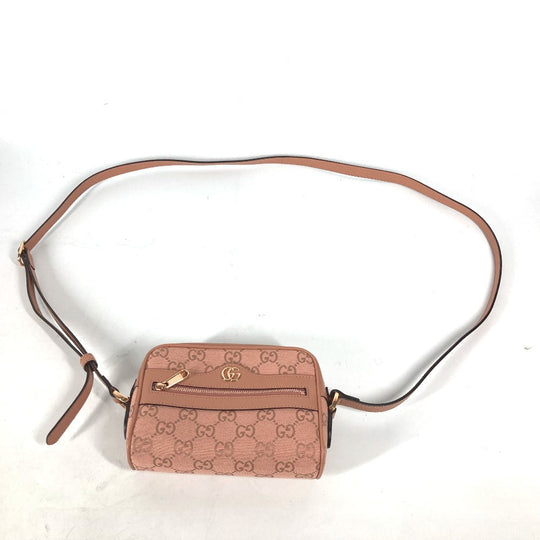 GUCCI Shoulder Bag 574493 Canvas / leather pink Crossbody GG Ophidia Women Used Authentic